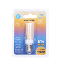 Lampadina led E14 7W attacco E14 770 lumen luce calda 3000K, D19xH71 mm CRI 80+ Equivalenza incandescente: 58W Lampadina led E14 7W attacco E14 770 lumen luce calda 3000K, D19xH71 mm CRI 80+ Equivalenza incandescente: 58W