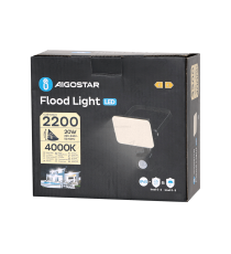 Flood light LED antiabbagliamento con sensore 20W 2200 lumen,luce naturale 4000K IP65 faro led Dimensioni: L122xW164xH54mm Flood light LED antiabbagliamento con sensore 20W 2200 lumen,luce naturale 4000K IP65 faro led Dimensioni: L122xW164xH54mm