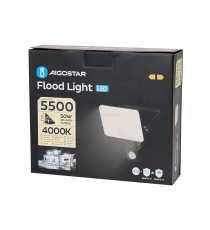 Flood light LED antiabbagliamento con sensore 50W 5500 lumen,luce naturale 4000K IP65 faro led Dimensioni: L198xW221xH54mm Flood light LED antiabbagliamento con sensore 50W 5500 lumen,luce naturale 4000K IP65 faro led Dimensioni: L198xW221xH54mm