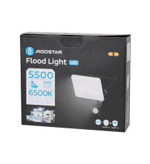 Flood light LED antiabbagliamento con sensore 50W 5500 lumen,luce fredda 6500K IP65 faro led Dimensioni: L198xW221xH54mm Flood light LED antiabbagliamento con sensore 50W 5500 lumen,luce fredda 6500K IP65 faro led Dimensioni: L198xW221xH54mm