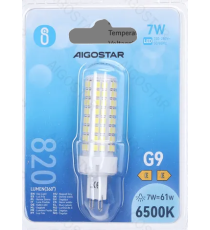 Lampadina Led G4 7W 820 lumen luce fredda 6500K Dimensioni:D19xH68 mm Equivalenza incandescente: 61W Angolo illuminazione 360