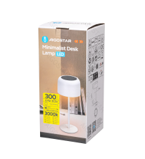 Lampada da scrivania bianca ad energia solare 3W 280lumen,luce calda 3000K touch,da tavolo,regolazione intensità L130x130xH300mm