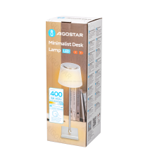 Lampada da scrivania ricaricabile argento 4W 400lumen,CCT con regolazione intensità e cambio colore touch, L130xW130xH380mm Lampada da scrivania ricaricabile argento 4W 400lumen,CCT con regolazione intensità e cambio colore touch, L130xW130xH380mm