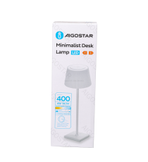 Lampada da scrivania ricaricabile bianca 4W 400lumen,CCT con regolazione intensità e cambio colore touch, L130xW130xH380mm