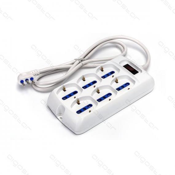Multipresa Ciabatta Elettrica Con 2 USB e 3 Posti Schuko 10A Cavo Lunga 5 Metri 