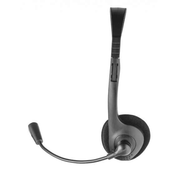 CUFFIA STEREO CON MICROFONO ZIVA TRUST 21517 - JACK 3.5MM - CUFFIE CON  MICROFONO REGOLABILE CON CAVO 1,8MT