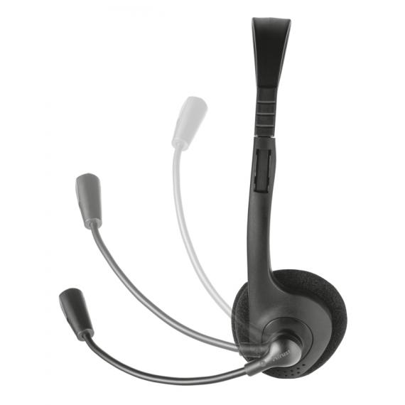 CUFFIA STEREO CON MICROFONO ZIVA TRUST 21517 - JACK 3.5MM - CUFFIE CON  MICROFONO REGOLABILE CON CAVO 1,8MT