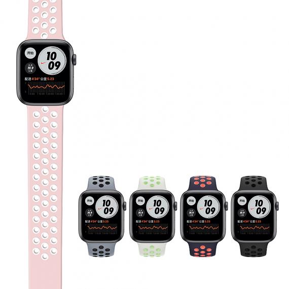 CINTURINO IN SILICONE NEROVERDE 42MM 44MM MISURA S MOD. NIKE APPLE WATCH  SERIE 2-3-4-5 ALTA QUALITA CHIUSURA PIN-AND-TUCK