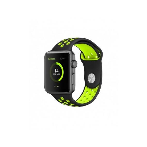 CINTURINO IN SILICONE NEROVERDE2 38MM 40MM MISURA L MOD. NIKE APPLE WATCH  SERIE 2-3-4-5 ALTA QUALITA CHIUSURA PIN-AND-TUCK