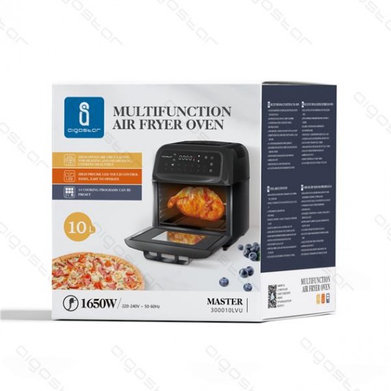 FRIGGITRICE E FORNO AD ARIA DA 10 LITRI - 1650W - TOUCH SCREEN LED - IN  ALLUMINIO - DOPPIO CESTELLO -