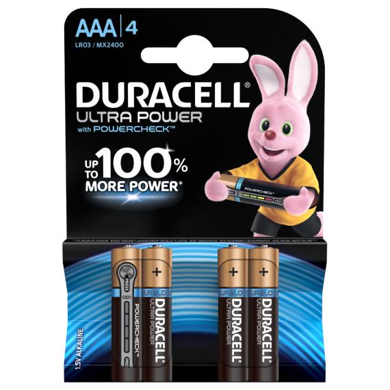 BATTERIE DURACELL AAA ULTRA POWER ALCALINE 4 MINISTILO AA CON