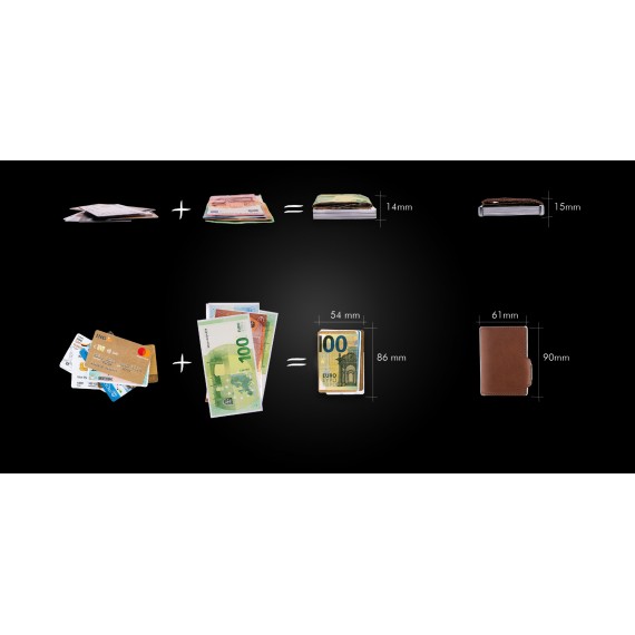 PORTA TESSERE MONDRAGHI ONE BLACK - MINI WALLET IN PELLE CON PROTEZIONE  RFID - 9 TESSERE CARDS +