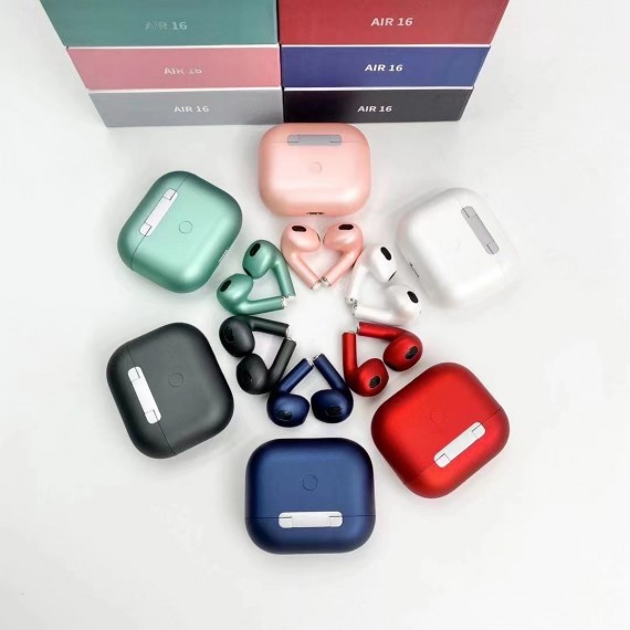 COPPIA DI AURICOLARI AIR16 ROSSI BLUETOOTH 5.0 WI-FI MINI EARPHONE RED PER  iOS e ANDROID